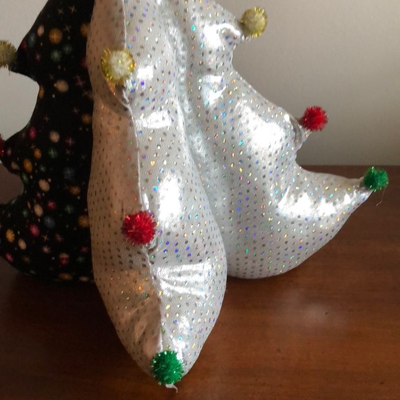 Handmade Fabric Holiday tree Silver Black 12” Tall - Picture 7 of 9